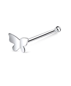 Butterfly Shaped Silver Bone Nose Stud NSKD-130